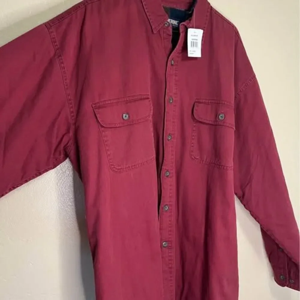 Wolverine Boots Mens Flannel Jacket Long Sleeve Fleece Lined Plaid XL Maroon NWT